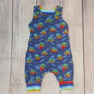 Custom Made ADJUSTABLE Grow-With-Me Infant/Toddler Romper 6m-4+y Aliens Blue